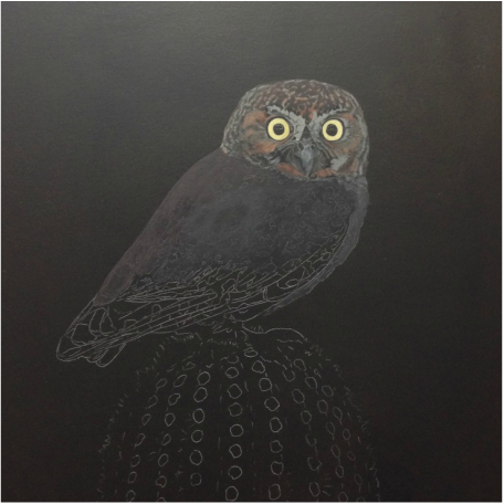 Acrylic painting of an elf owl by Alex Warnick